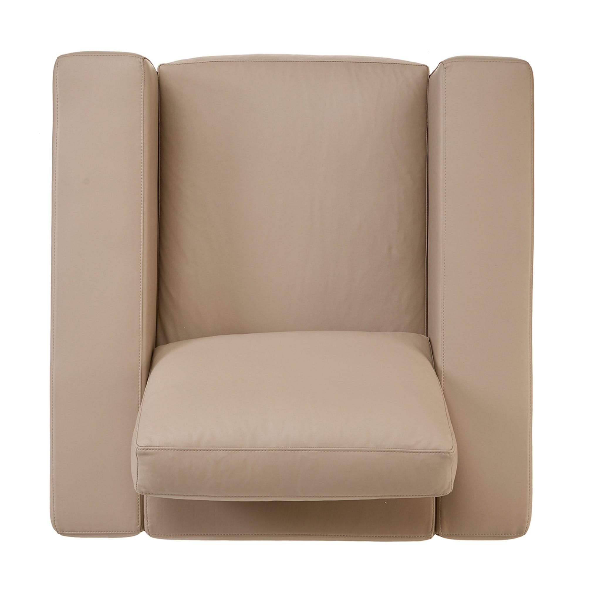 Italian Zaffiro Square-Based Beige Armchair For Sale