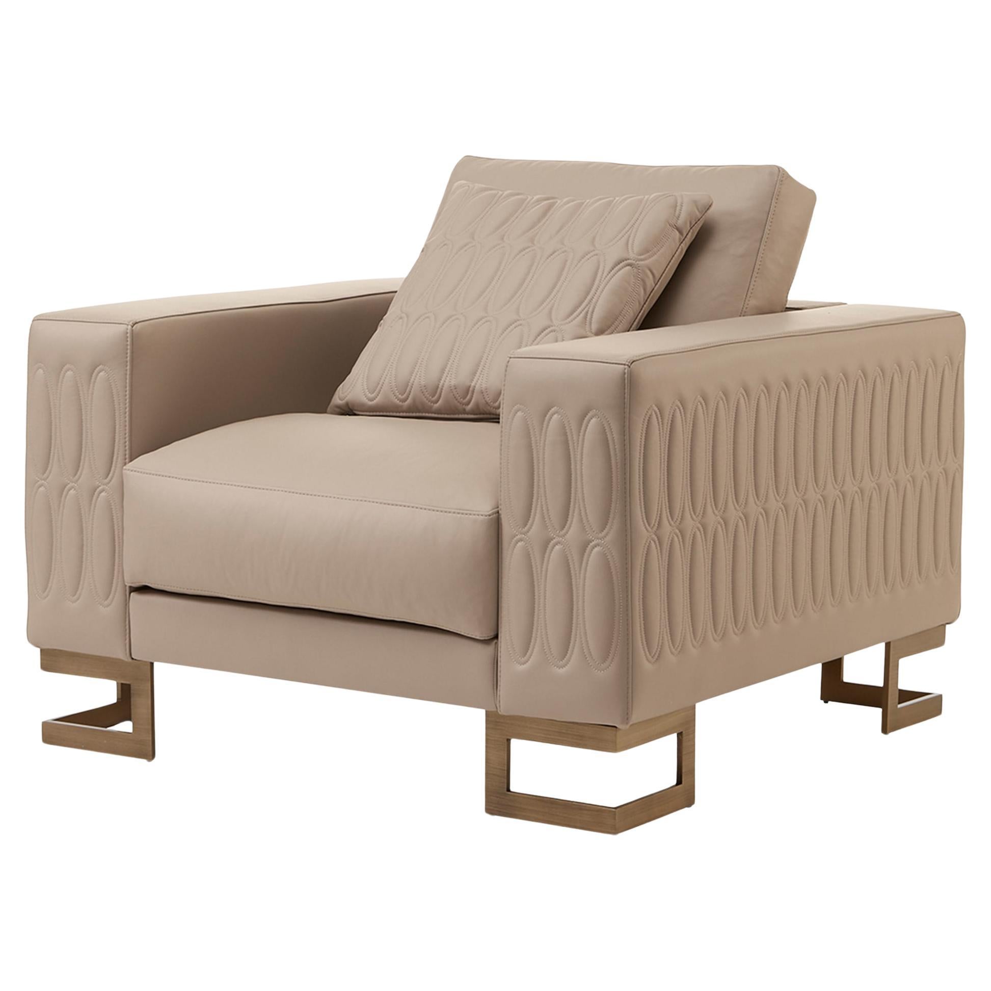 Zaffiro Square-Based Beige Armchair For Sale