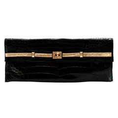 Zagliani Schwarze Krokodilleder-Clutch-Tasche