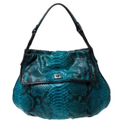 Zagliani Blue Python Leather Hobo