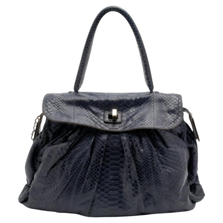 Zagliani - Sac à main en python Procida - Bleu
