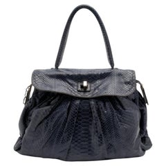 Zagliani - Sac à main en python Procida - Bleu