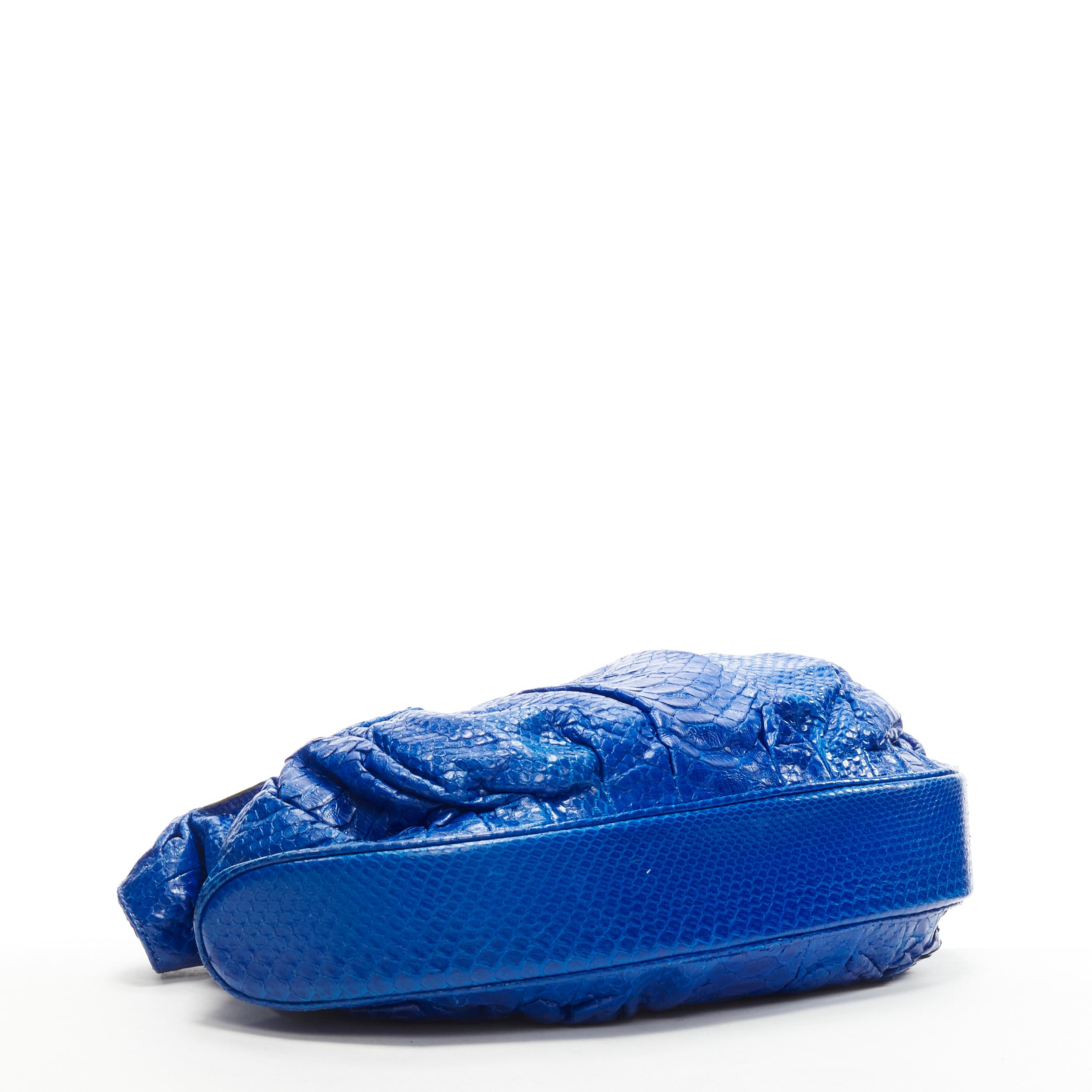 Blue ZAGLIANI cobalt blue scaled leather dumpling top handle bag For Sale