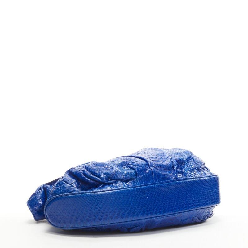 ZAGLIANI cobalt blue scaled leather dumpling top handle bag For Sale 1