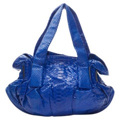 ZAGLIANI cobalt blue scaled leather dumpling top handle bag