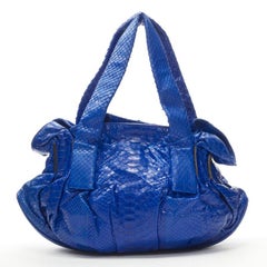 ZAGLIANI cobalt blue scaled leather dumpling top handle bag