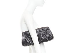 Zagliani: pochette da sera con cornice in pelle nera lucida e squamata