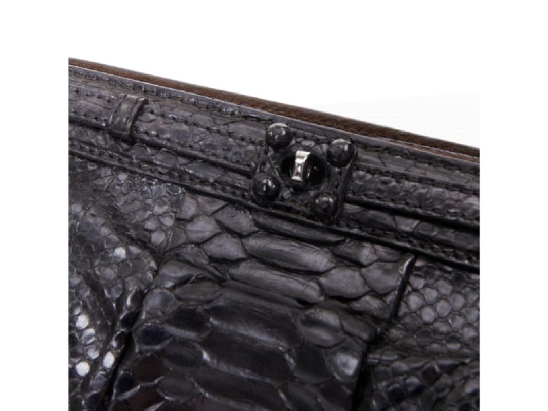 ZAGLIANI glossy black scaled leather framed turnlock evening clutch bag im Angebot 2