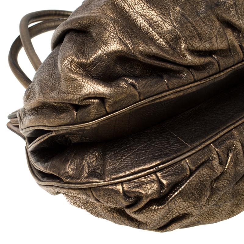 Zagliani - Borsa a soffietto in pelle oro/nero 3