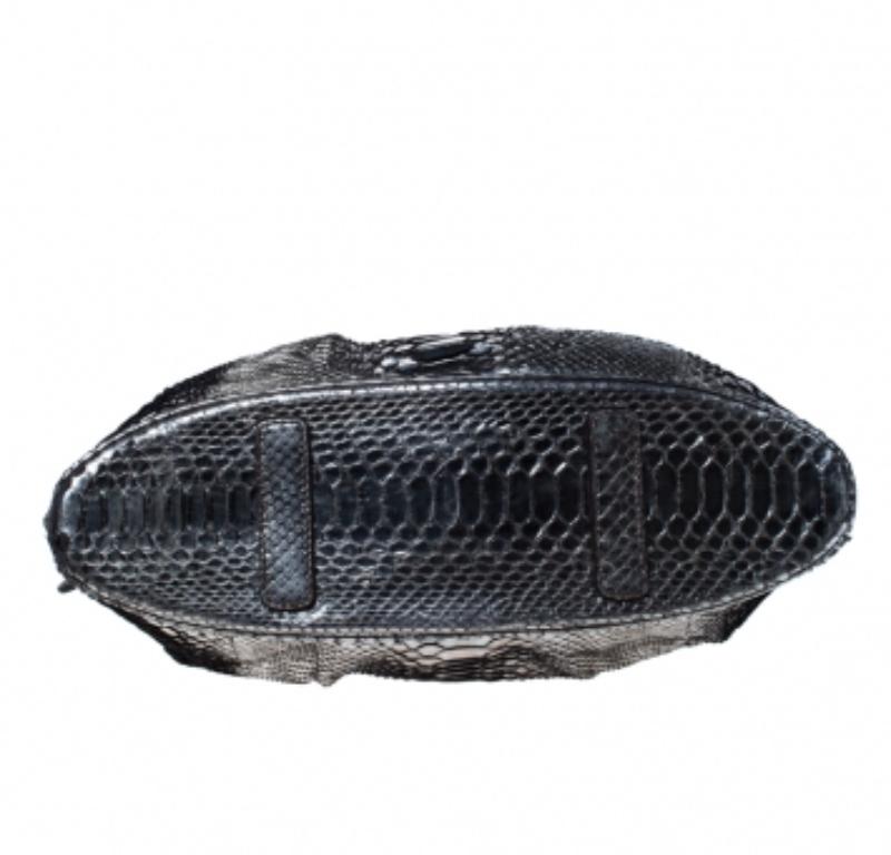 Zagliani Gun Metal Python Medium Puffy Hobo en vente 5