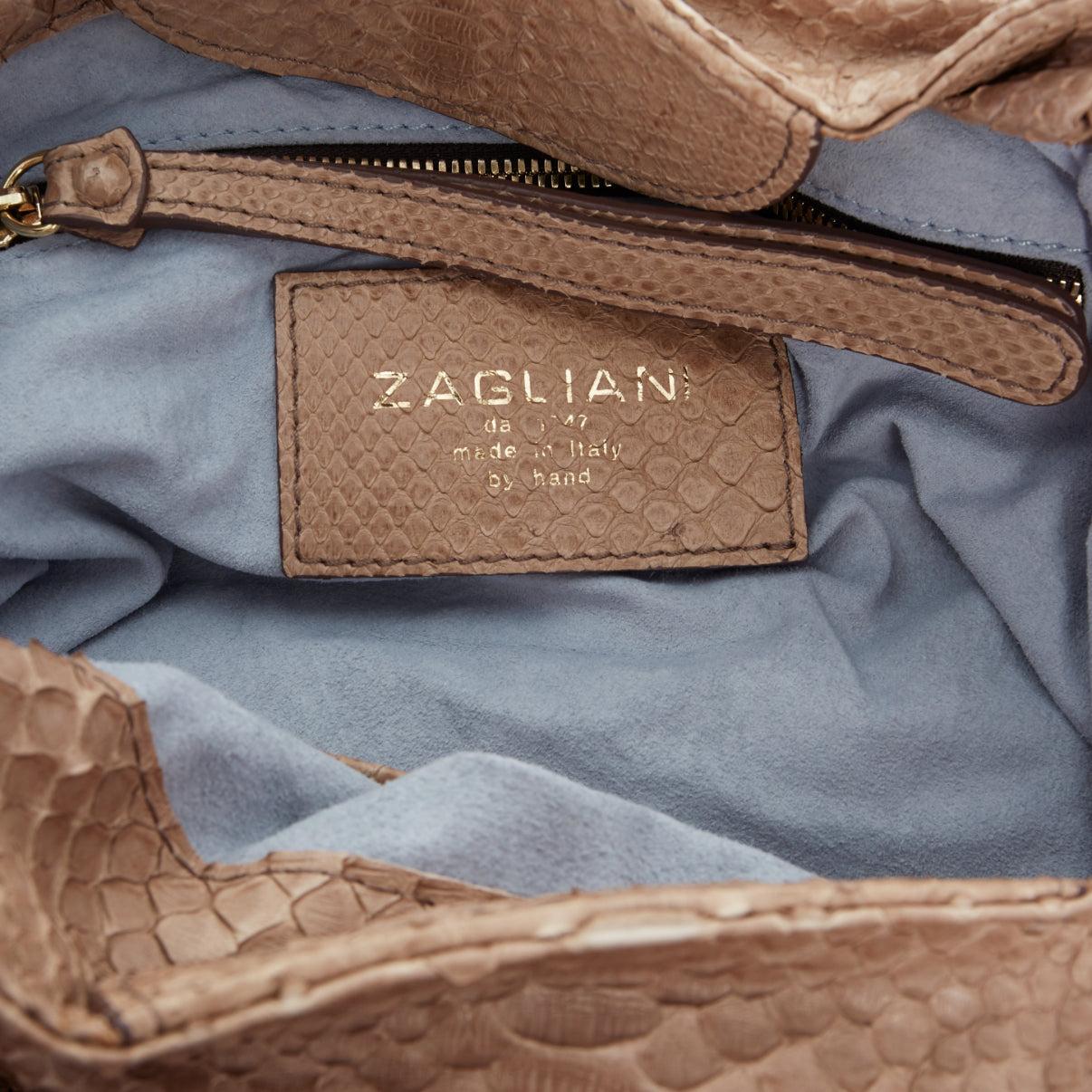 ZAGLIANI Hand made genuine brown scaled leather dumping hobo shoulder bag 6