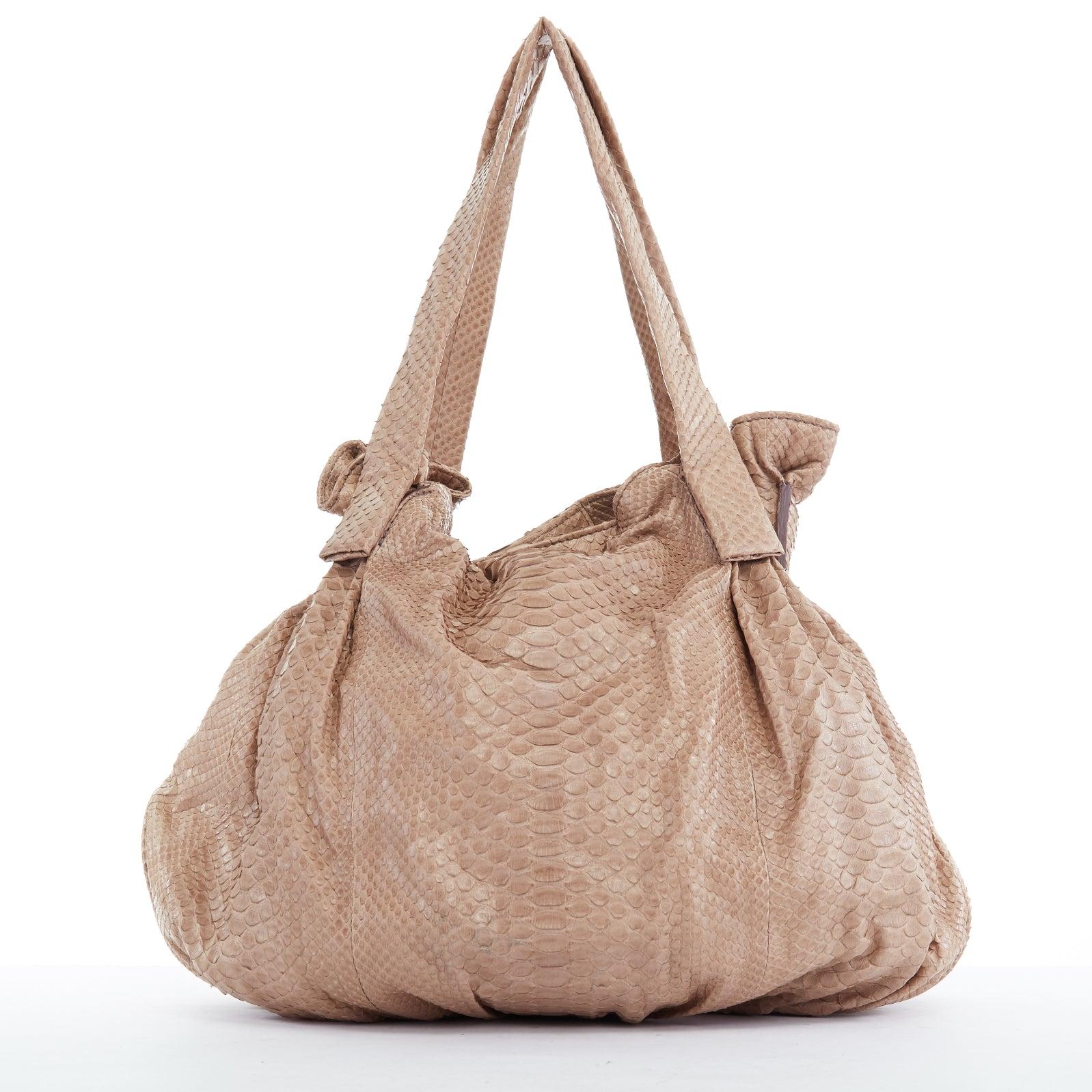 ZAGLIANI Hand made genuine brown scaled leather dumping hobo shoulder bag 1
