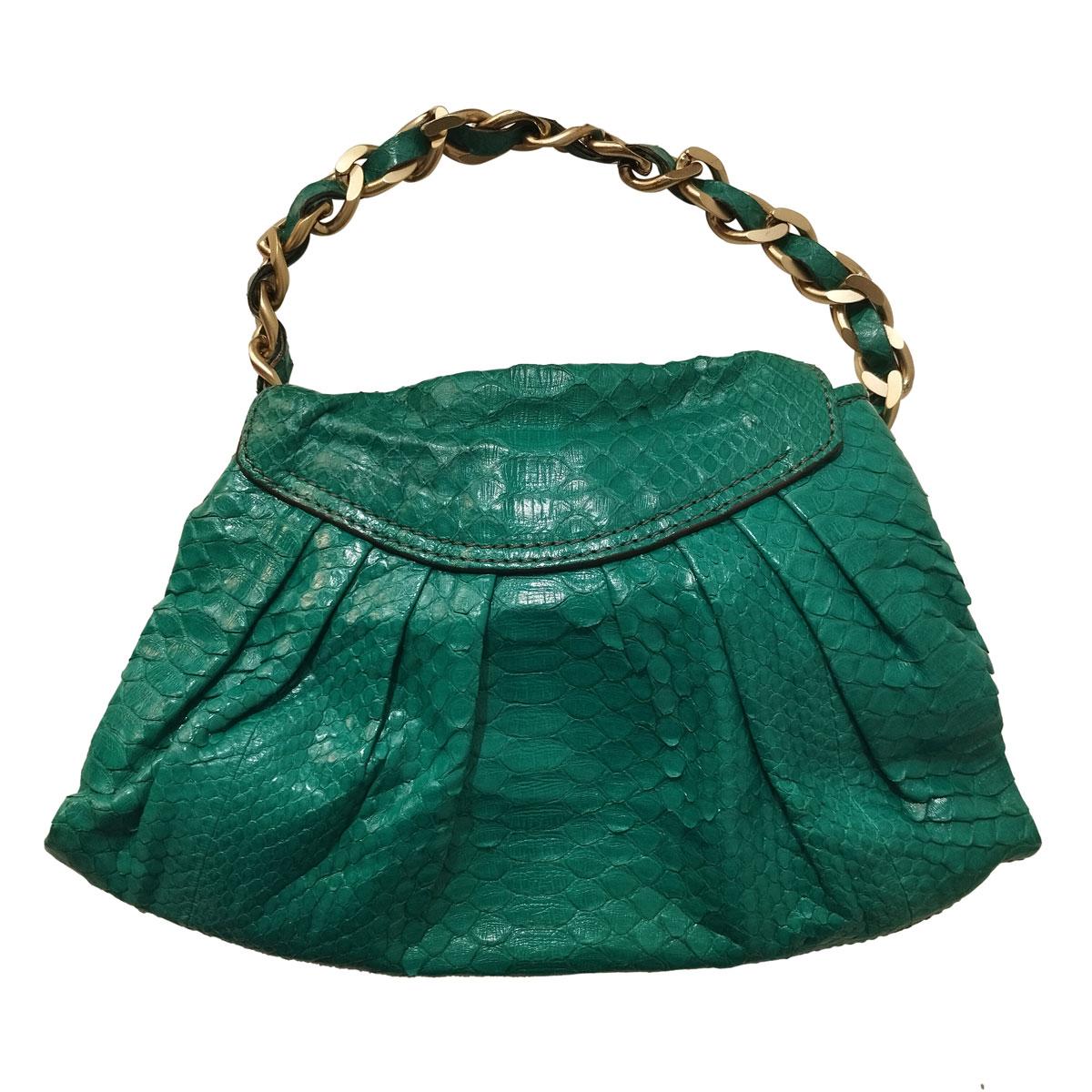 Pochette de pitón verde aguamarina Zagliani Italia Verde