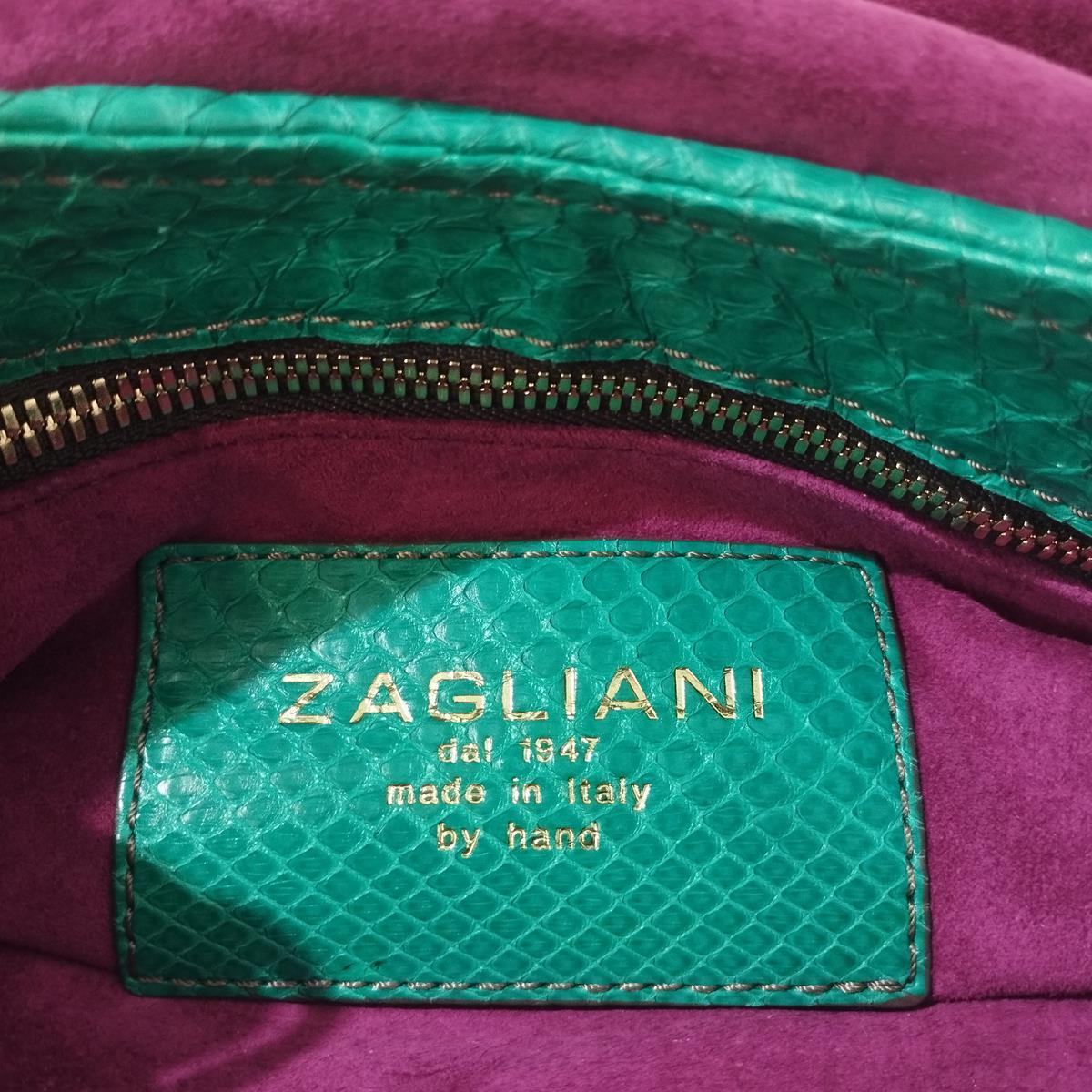 Pochette de pitón verde aguamarina Zagliani Italia en Excelente Estado en Gazzaniga (BG), IT