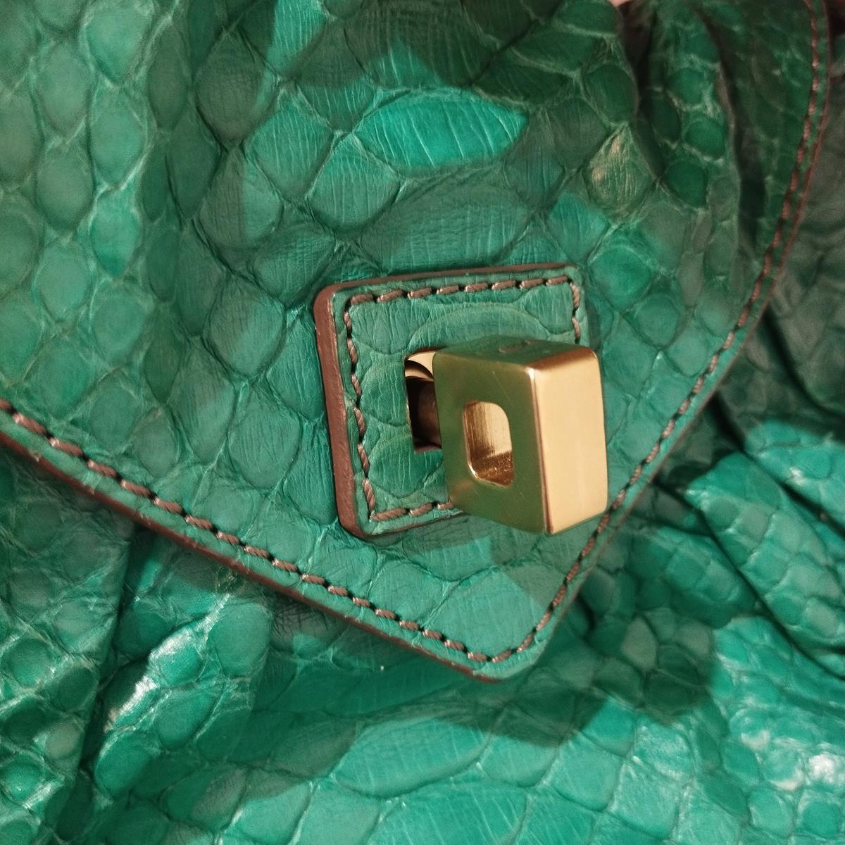 Pochette de pitón verde aguamarina Zagliani Italia 1