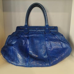 Zagliani Italia Borsa in pitone blu elettrico