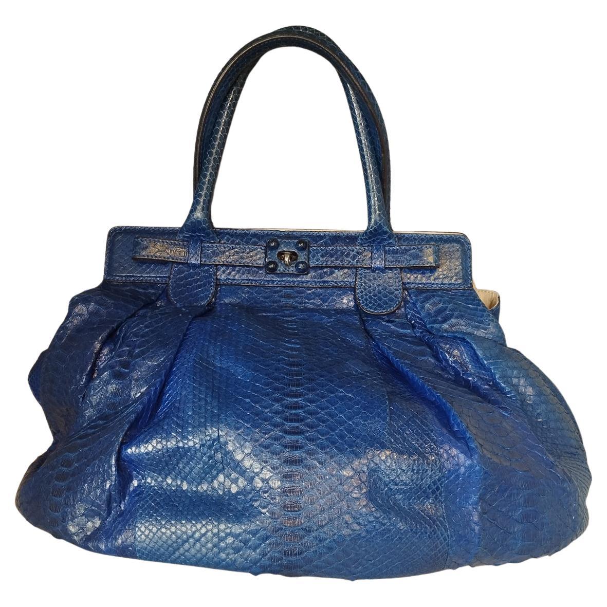 Zagliani Italia Bolso Pitón Eléctrico Azul en venta