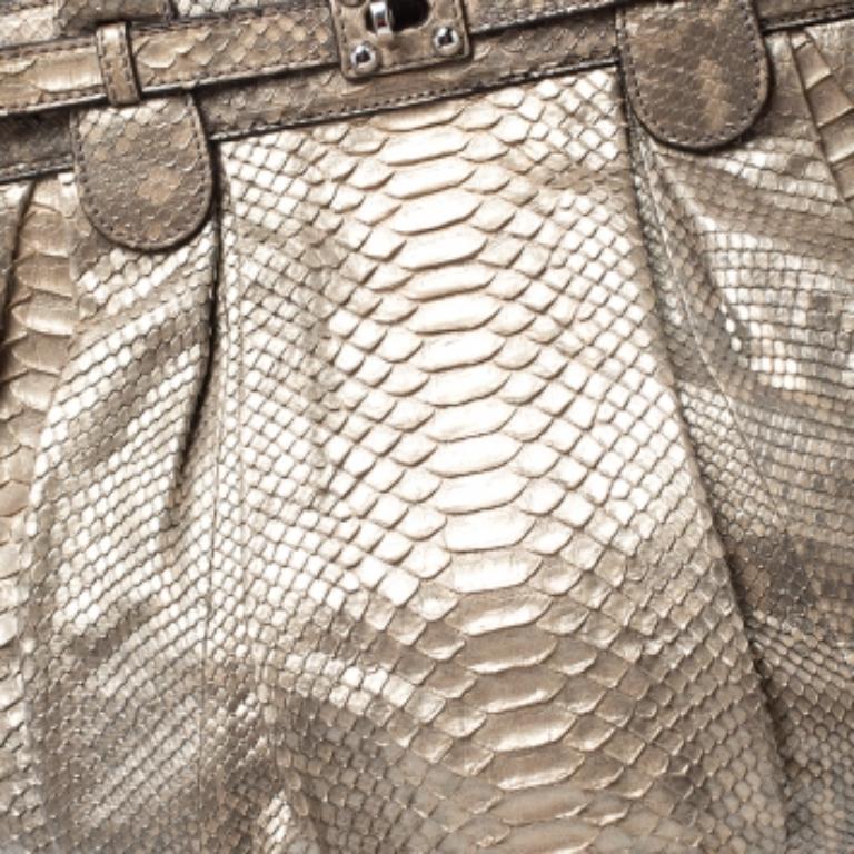 Zagliani Python Puffy Hobo or métallisé Pour femmes en vente