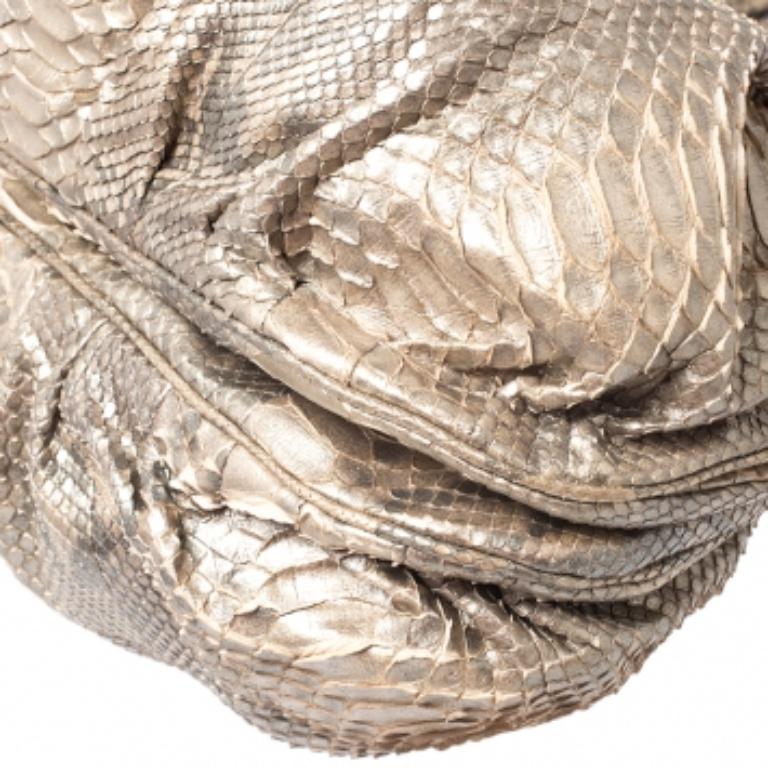 Zagliani Python Puffy Hobo or métallisé en vente 1
