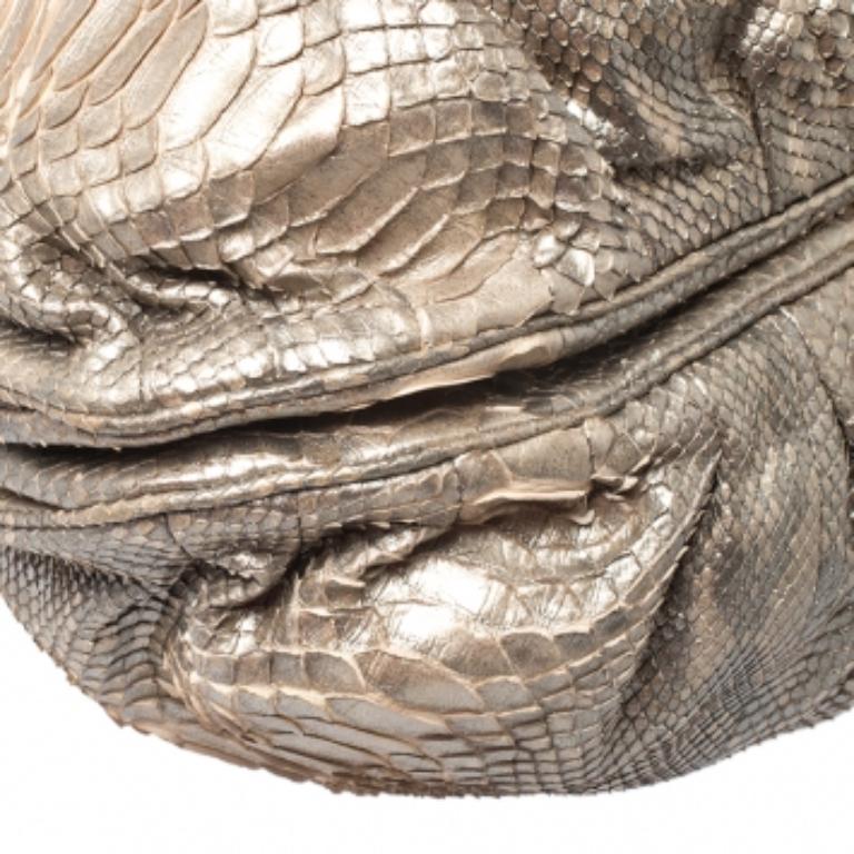 Zagliani Python Puffy Hobo or métallisé en vente 4