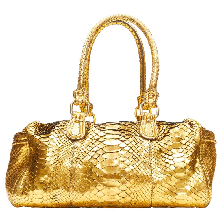 ZAGLIANI metallic gold scaled leather top handle duffel boston bag For ...