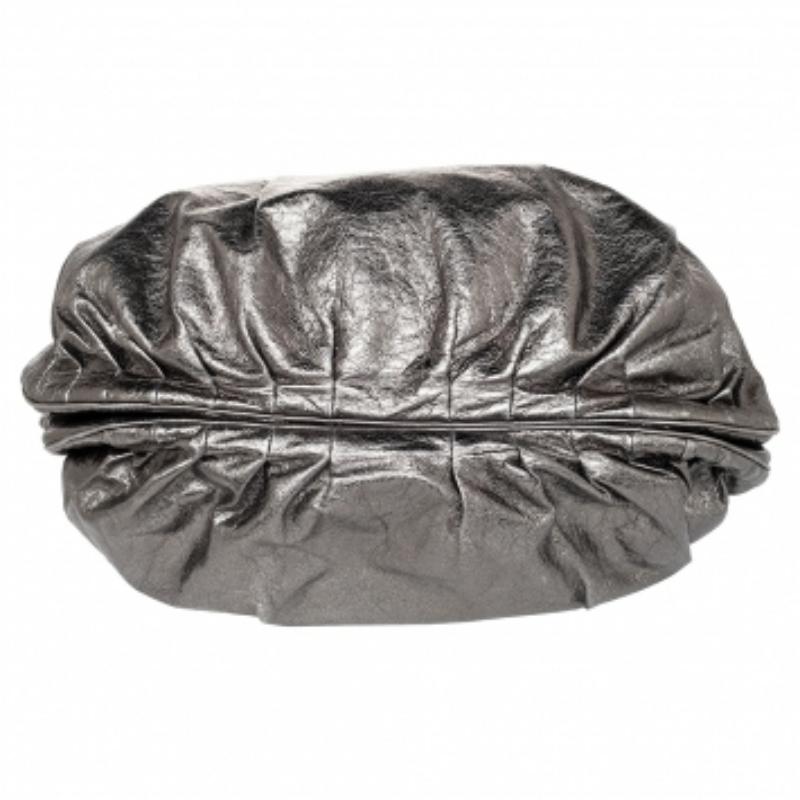 Gray Zagliani Metallic Grey Pewter Satchel