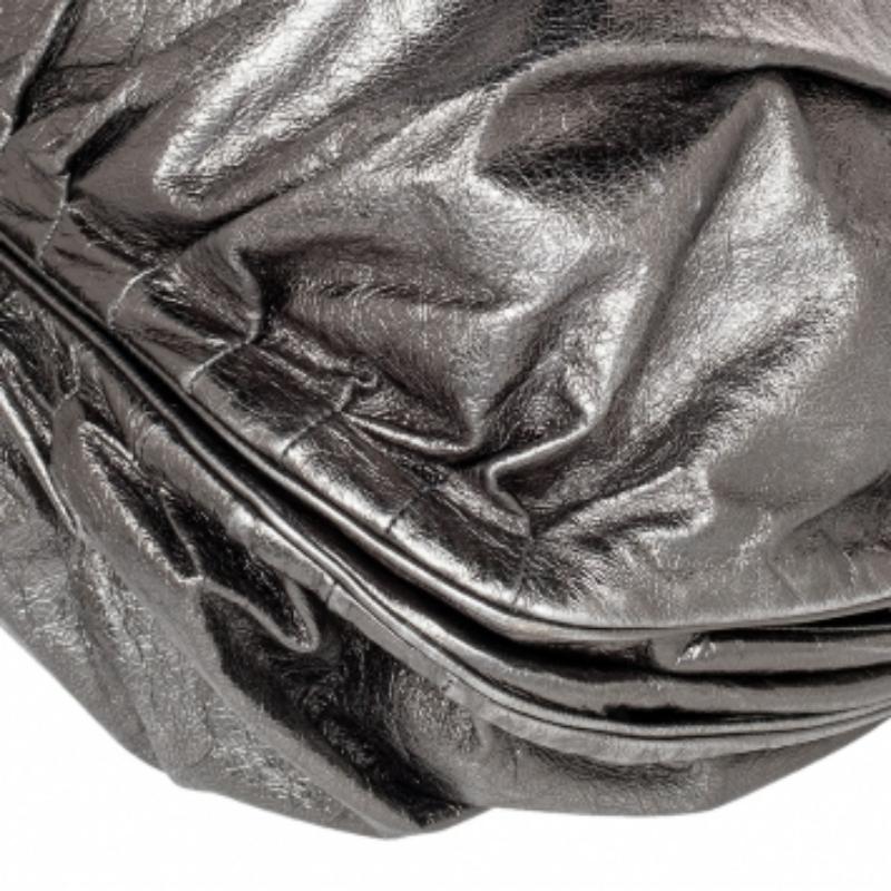 Women's Zagliani Metallic Grey Pewter Satchel