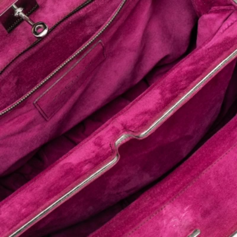 Zagliani Metallic Grey Pewter Satchel 2