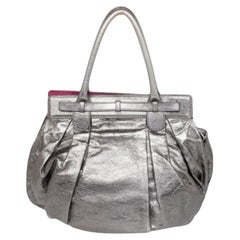 Zagliani Metallic Grau Zinn Satchel