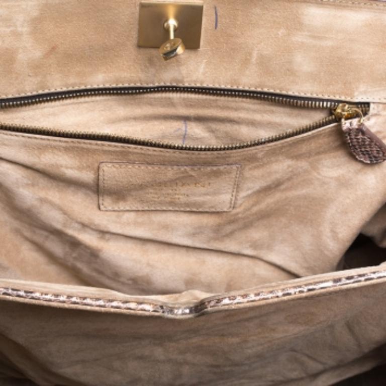 Zagliani Puffy Hobo Pitón Gris y Melocotón Metalizado en venta 4