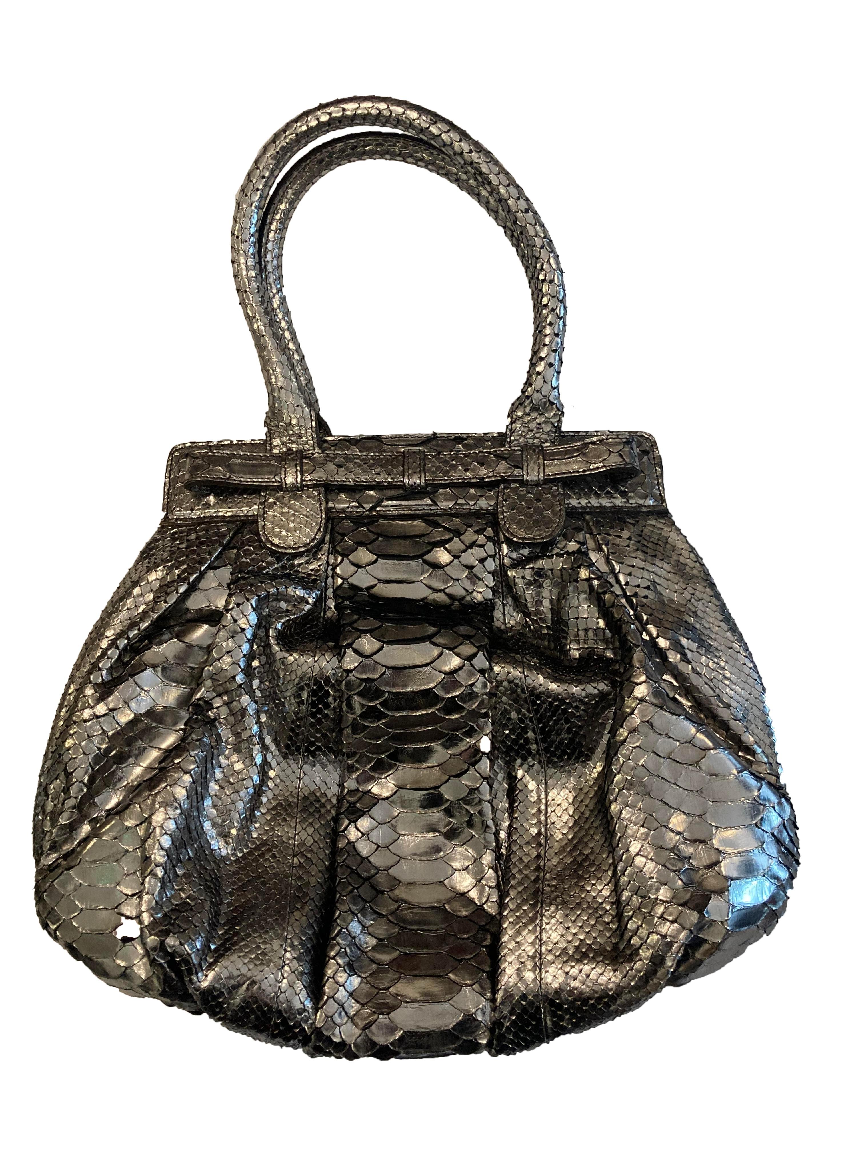 Zagliani Metallic Python Bag For Sale 2