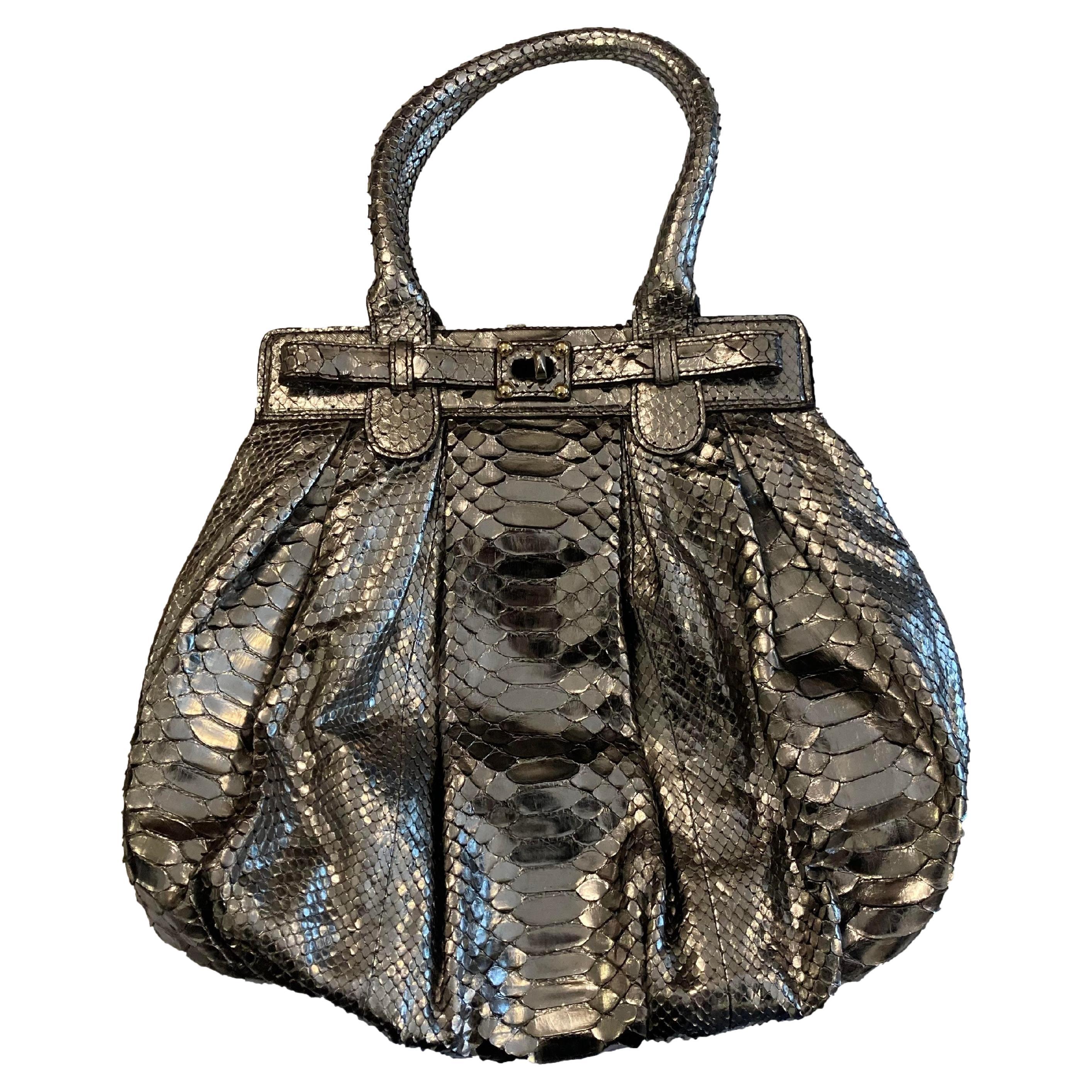 Zagliani Metallic Python Bag For Sale