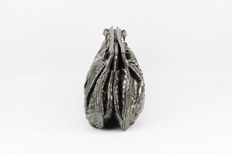 Zagliani Metallic Python Clutch For Sale at 1stDibs