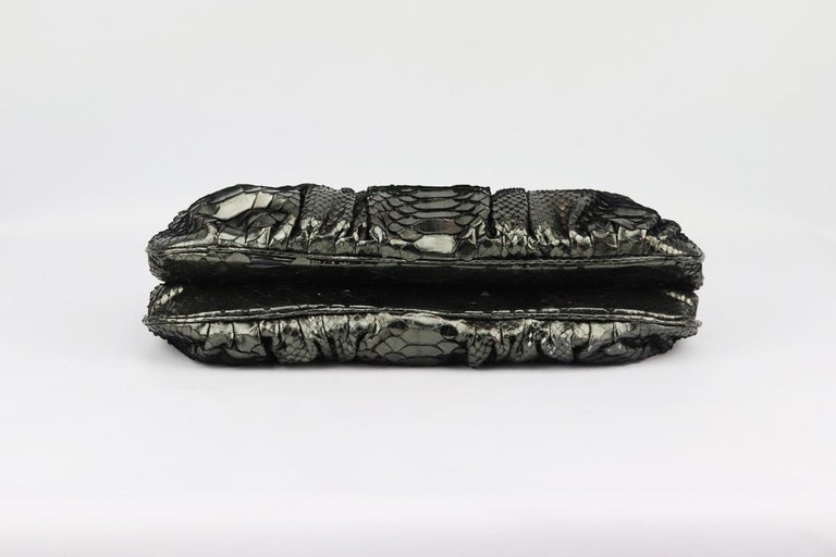 Zagliani Metallic Python Clutch For Sale at 1stDibs