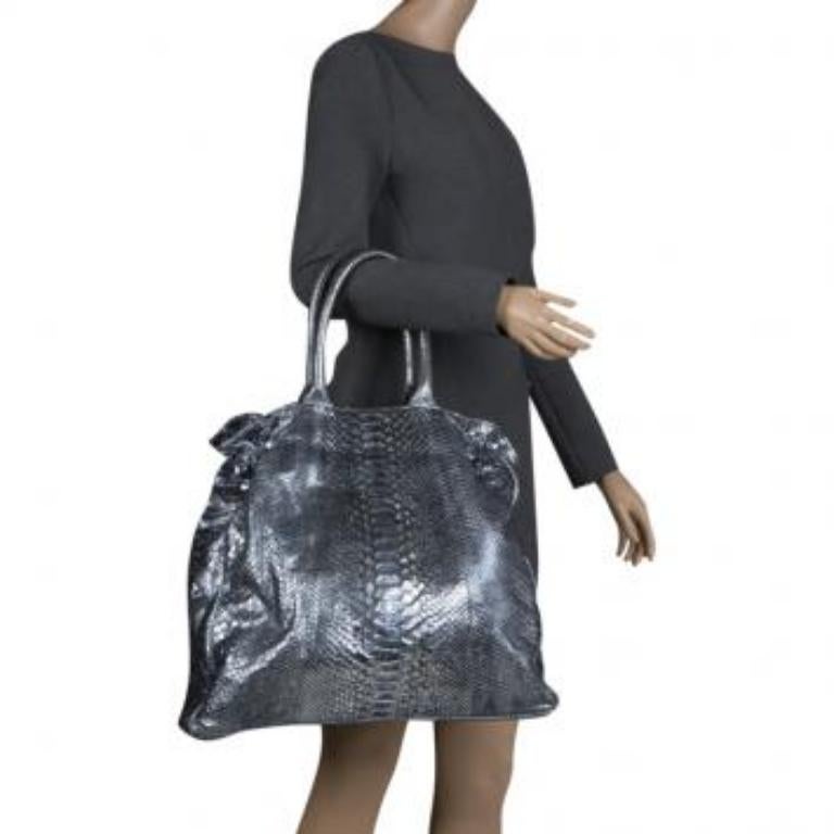Zagliani Metallic-Python Shopper-Tasche im Angebot 5