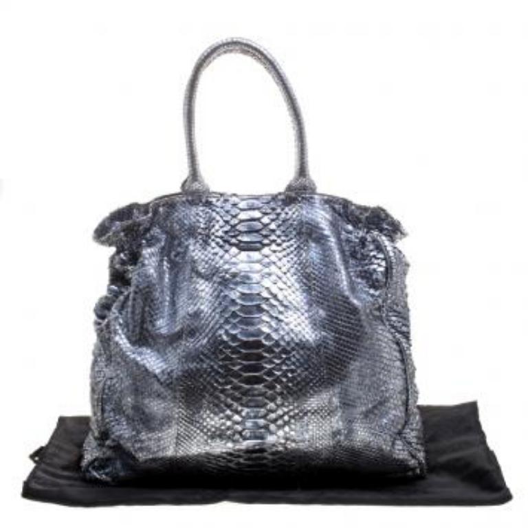 Zagliani Metallic-Python Shopper-Tasche im Angebot 4