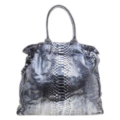 Zagliani Metallic Python Shopper Tote