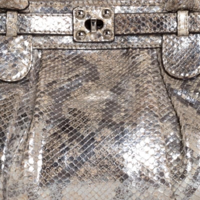 Zagliani Puffy Hobo Pitón Plateado Metalizado en venta 5