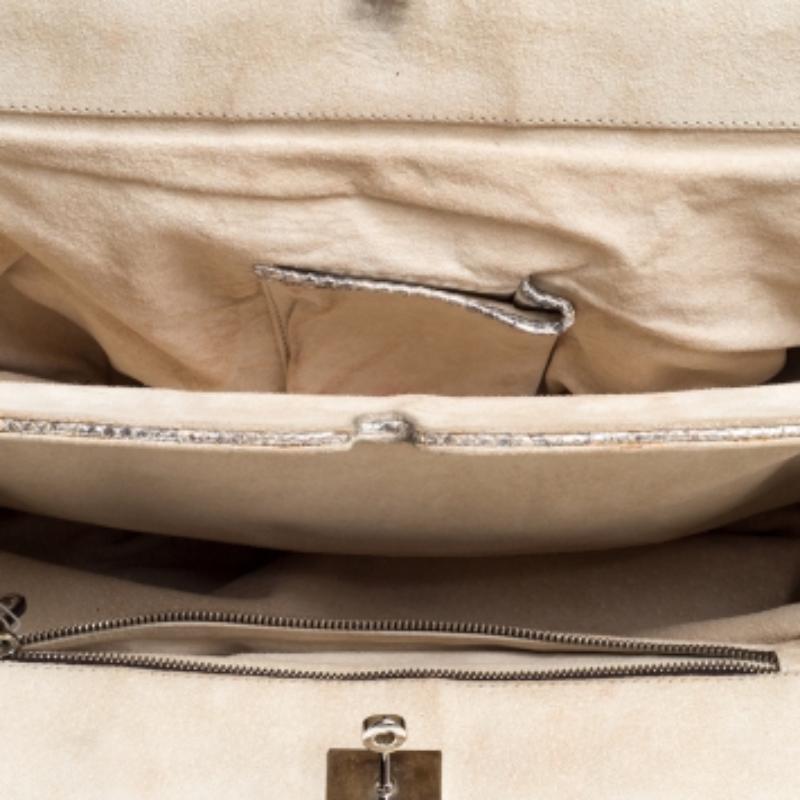 Zagliani Puffy Hobo Pitón Plateado Metalizado en venta 1