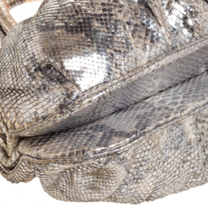 Zagliani Puffy Hobo Pitón Plateado Metalizado en venta 3