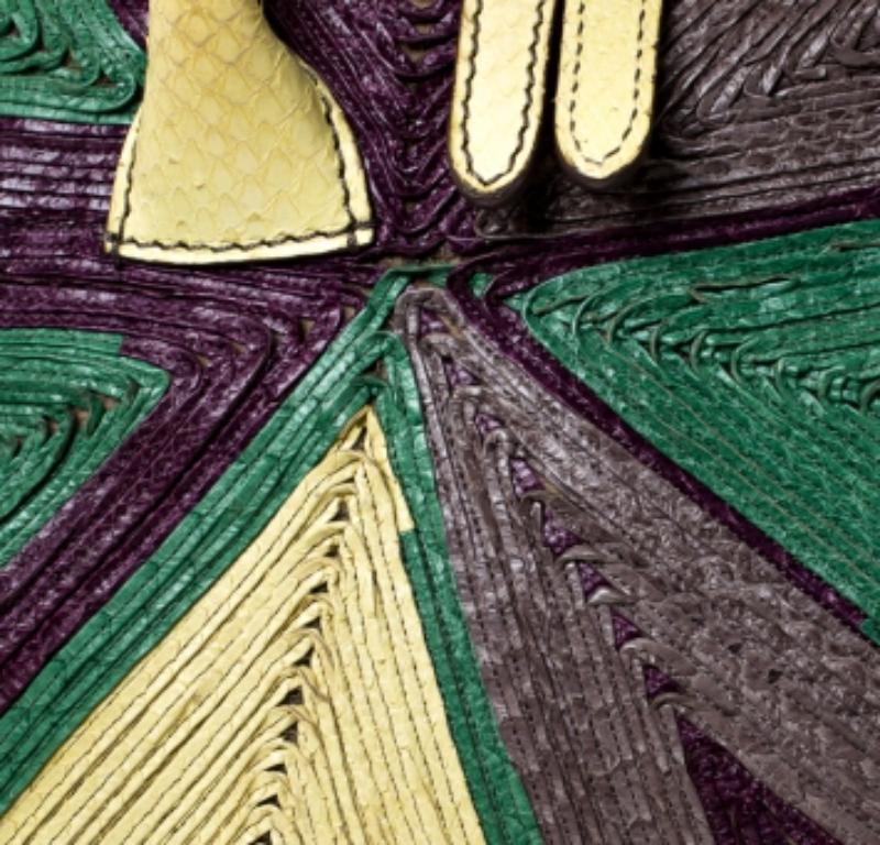 Zagliani Multicolor Woven Leather and Python Tomodachi Satchel en vente 3