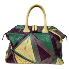 Zagliani Multicolor Woven Leather and Python Tomodachi Satchel