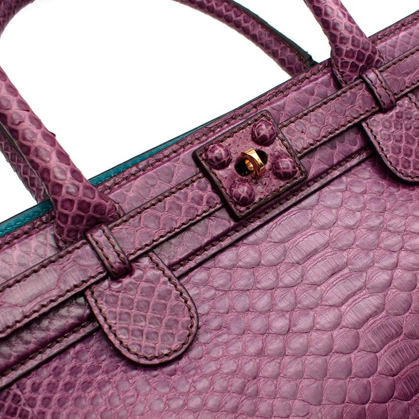 Zagliani Purple Python Skin Top Handle Bag For Sale 2