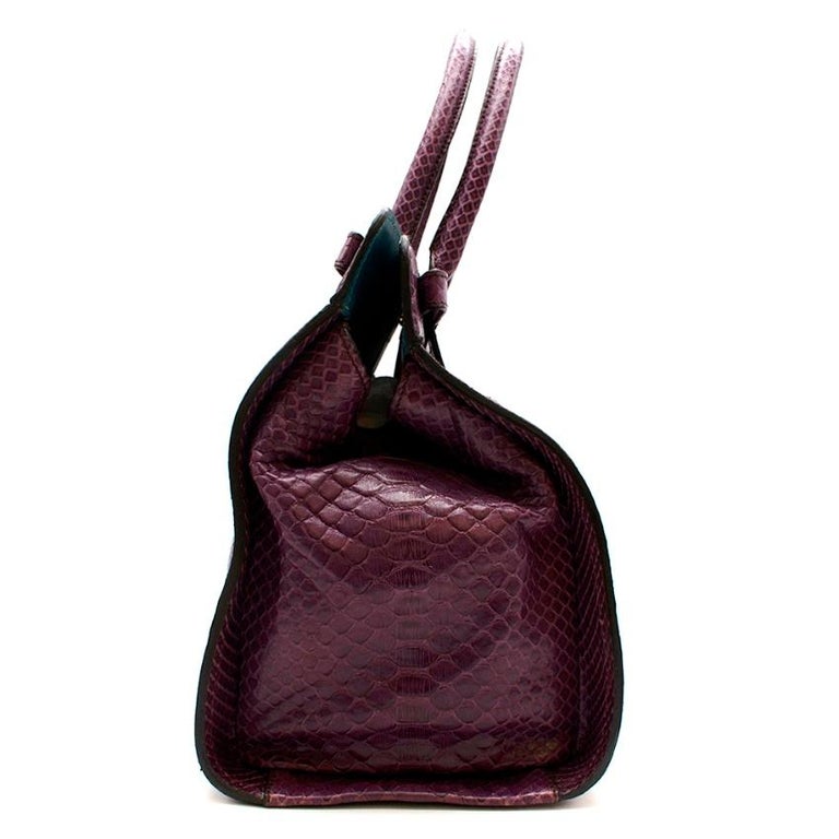Zagliani Purple Python Skin Top Handle Bag In Excellent Condition For Sale In London, GB