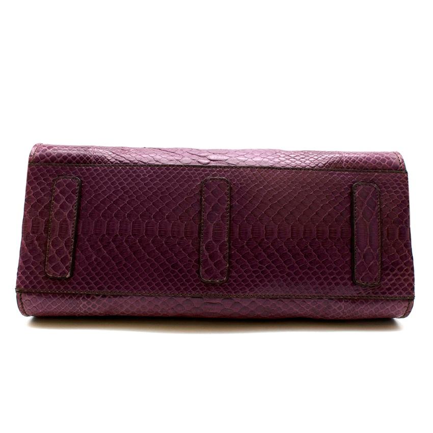 Black Zagliani Purple Python Skin Top Handle Bag For Sale