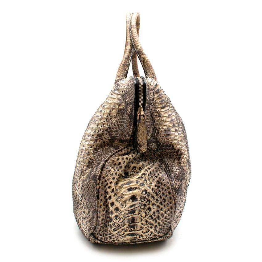 Brown Zagliani Python Leather Tote Bag 44cm