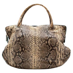 Zagliani Python Leather Tote Bag 44cm