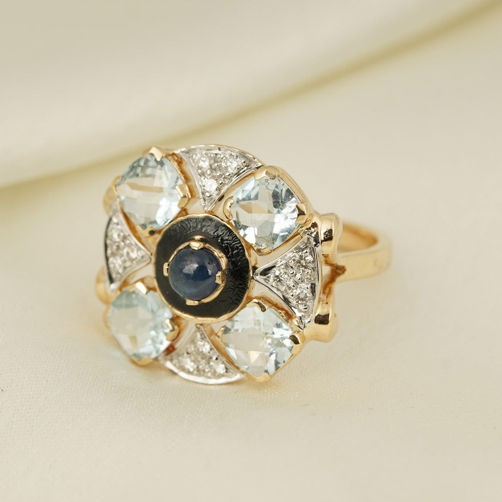 Im Angebot: Moi Zaha Ring mit blauem Saphir und Diamant () 3