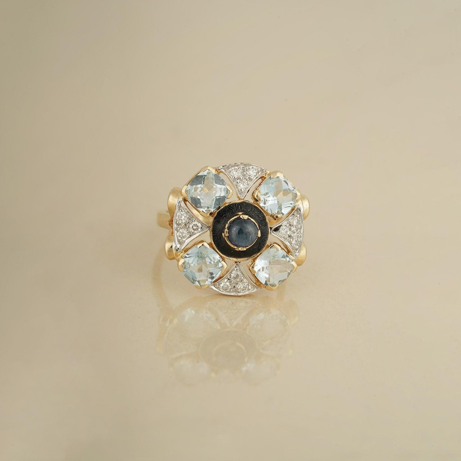 Im Angebot: Moi Zaha Ring mit blauem Saphir und Diamant () 4
