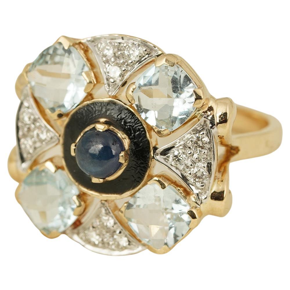 Moi Zaha Blue Sapphire and Diamond Ring